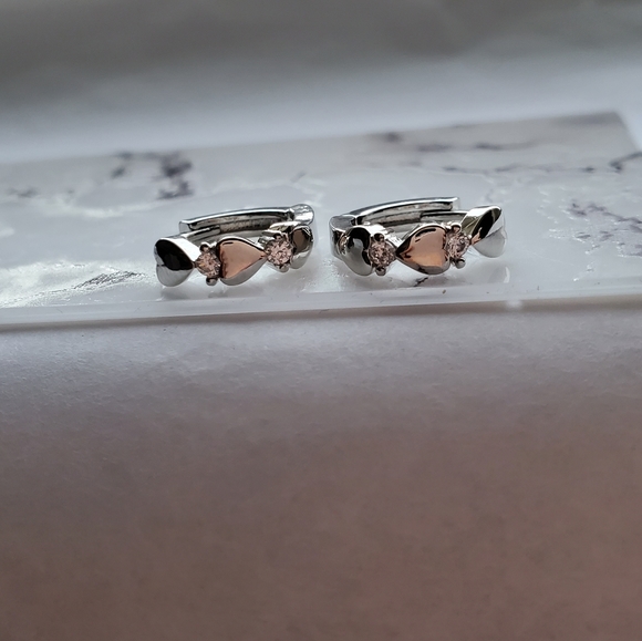 New Fashion Heart 925 Silver Hoop Earrings - Picture 9 of 13